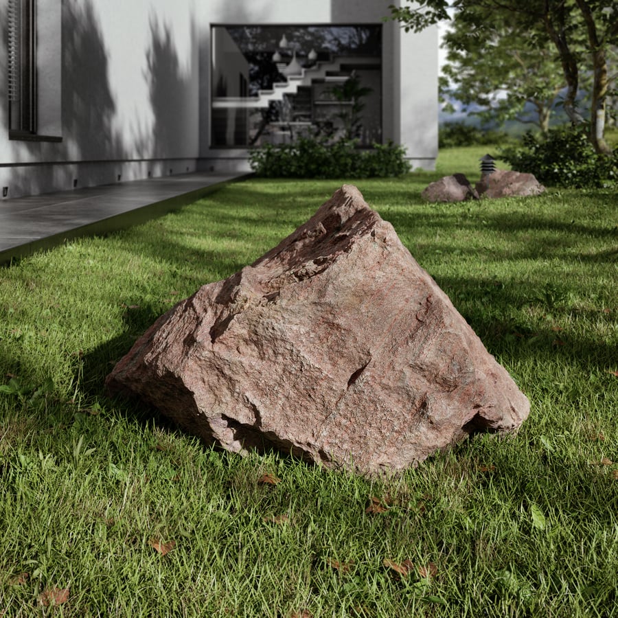Modelo de pedra grande com saliências e covinhas, vermelho