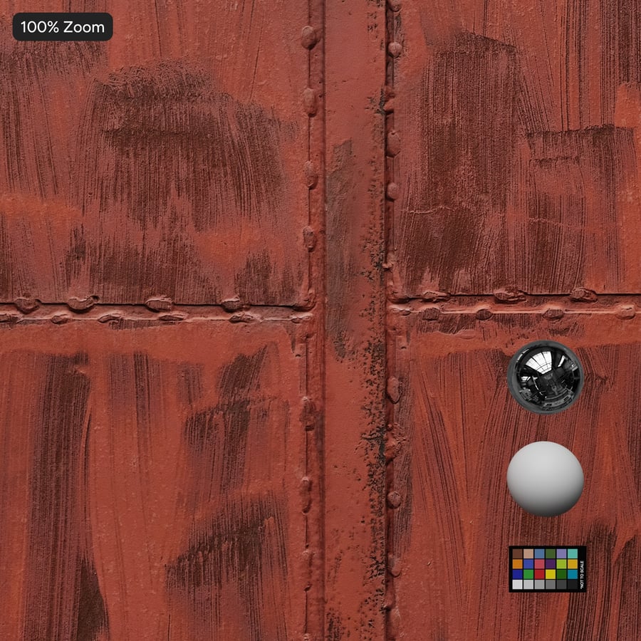 Riveted Steel Industrial Door Texture, Rust Red