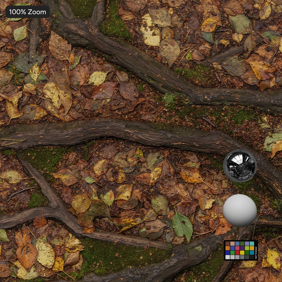 Tree Roots and Leaves Forest Texture