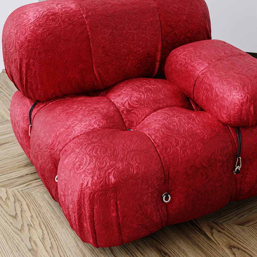 Textura de veludo com redemoinhos em relevo, vermelho