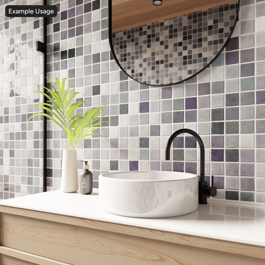 Square Ceramic Glossy Tile Texture, Blue Grey