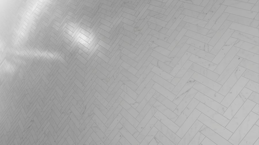 Honed Herringbone Tiles Carrara Marble Texture, White