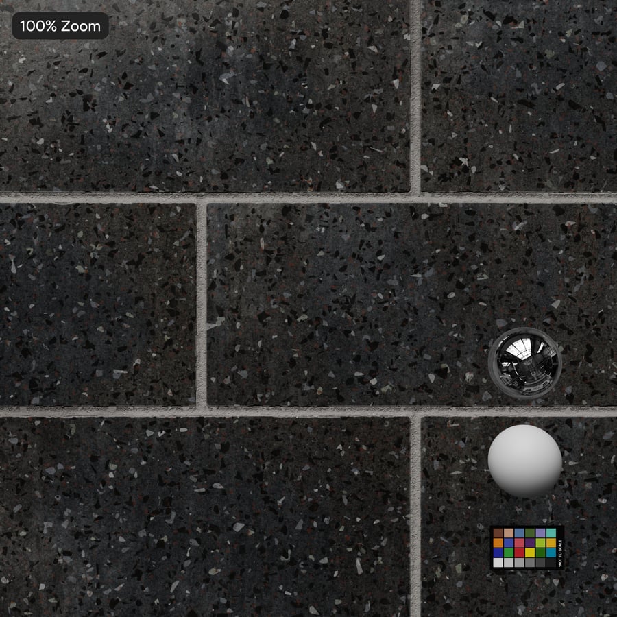 Polished Running Concrete Block Wall Texture, Black
