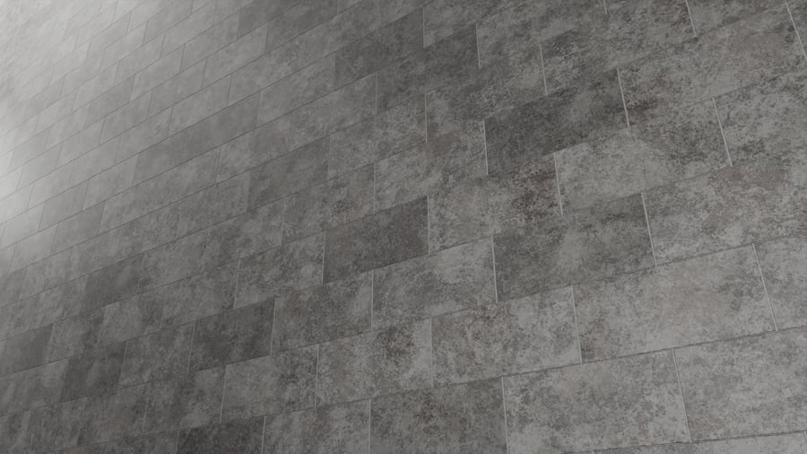 Textura de azulejo cerâmico mate retangular com desvio, cinzento enevoado