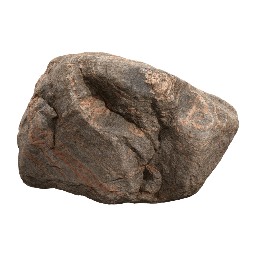 Dark Warm Toned Marbled Large Rock Boulder Model