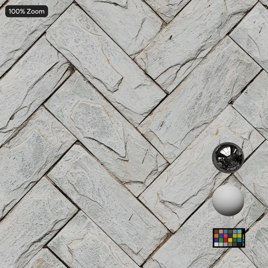 Herringbone Stone Paver Texture, White