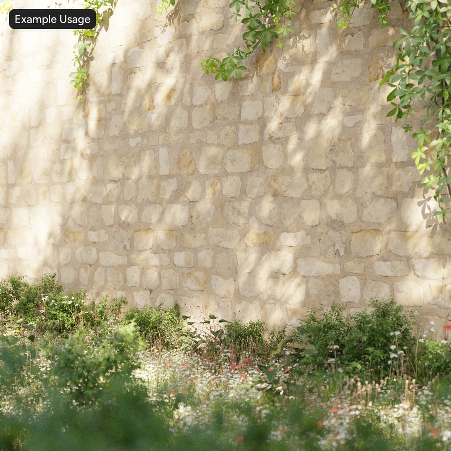 Limestone Rubble Stone Wall Texture, Dusty Beige