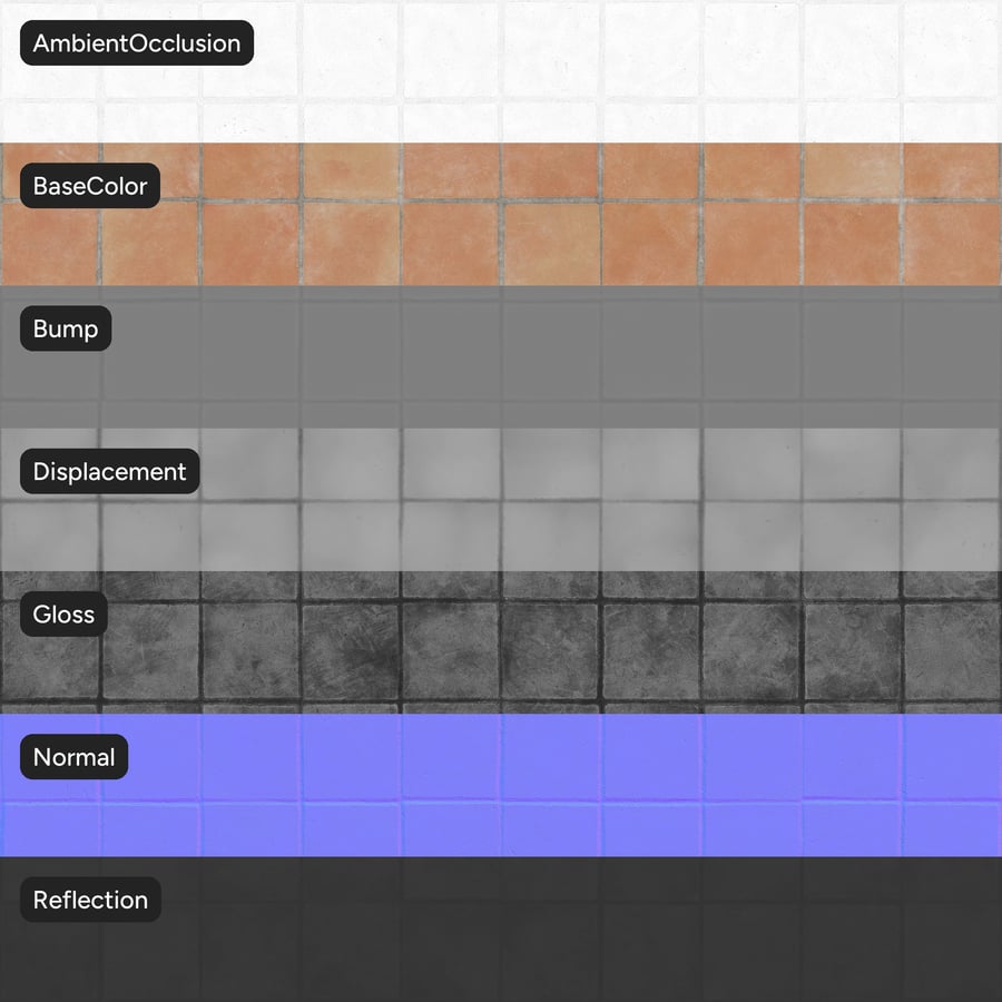 Square Terracotta Matte Tile Texture, Pale Orange