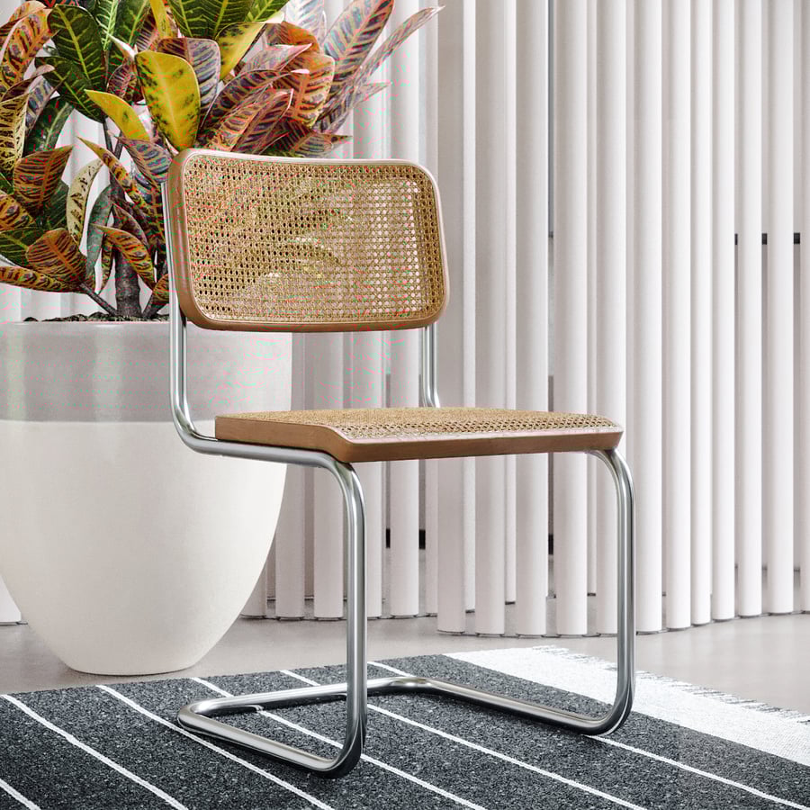 Réplica em rattan da cadeira Hutch, modelo Marcel Breuer