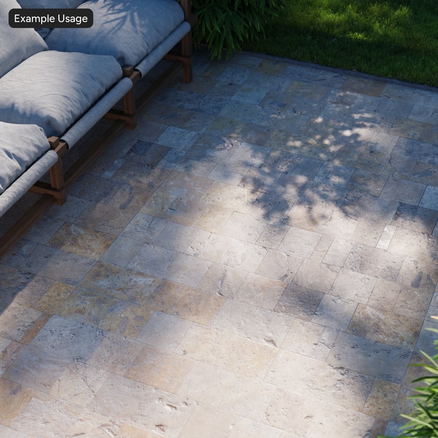 Mosaic Travertine Raw Tile Texture, Light Brown