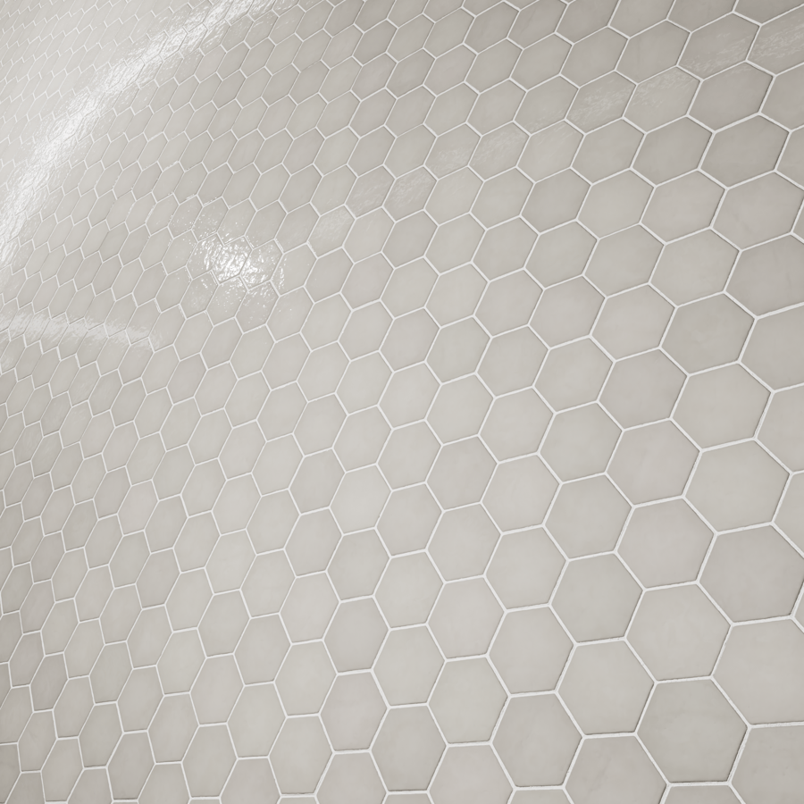 Textura de azulejo cerâmico brilhante hexagonal, bege