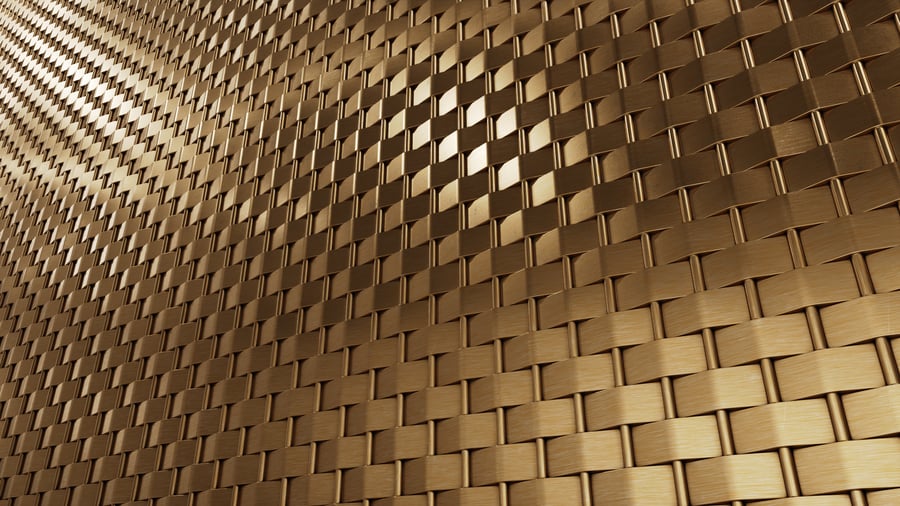 Textura de metal trançado em cobre