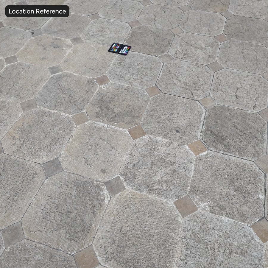 Dirty Octagonal Limestone Paver Texture, Beige