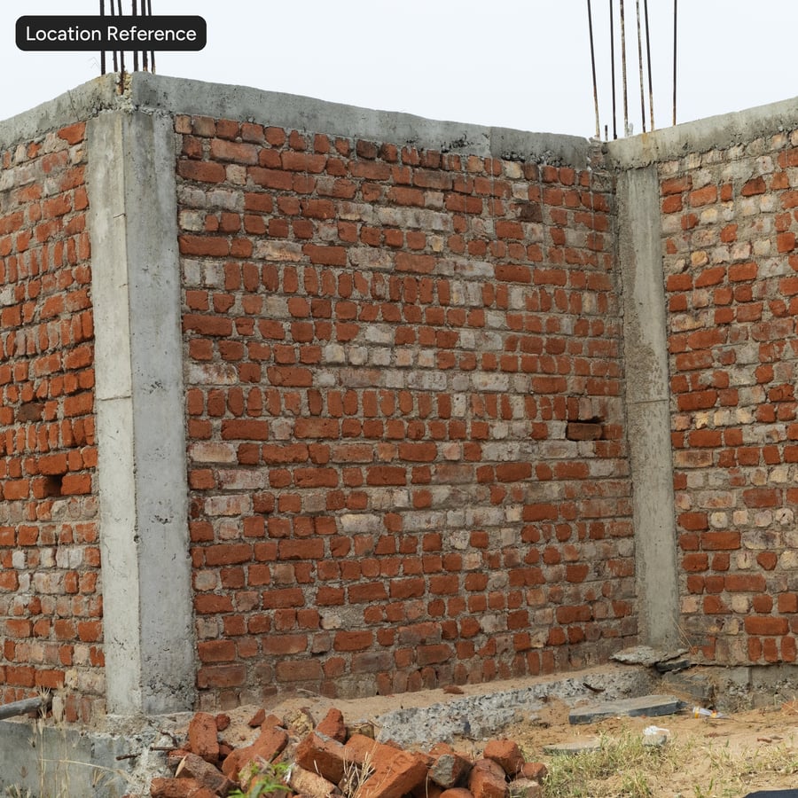 Reclaimed Dutch Bond Brick Wall Texture, Orange