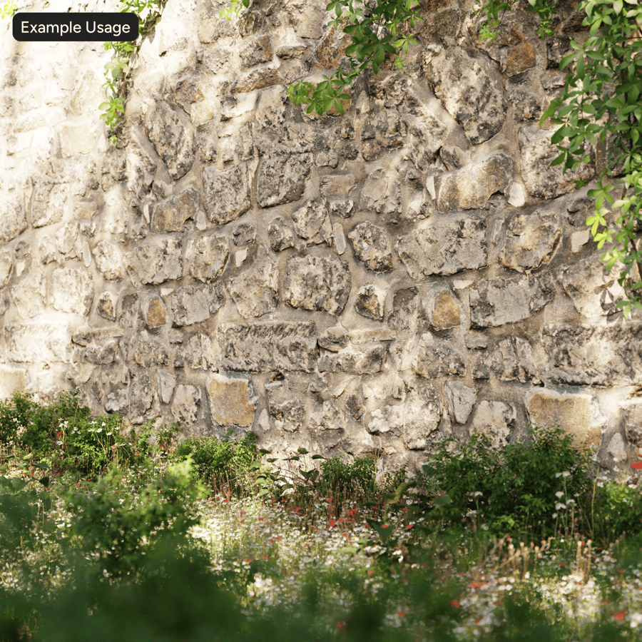 Lichen Covered Worn Stone Block Wall Texture
