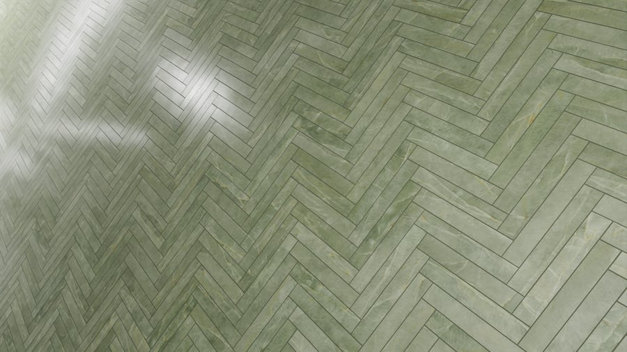 Honed Herringbone Tiles Marble Texture, Green