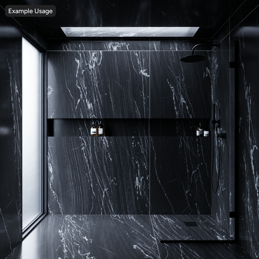 Rektangulär Marble Matte Tile Texture, svart