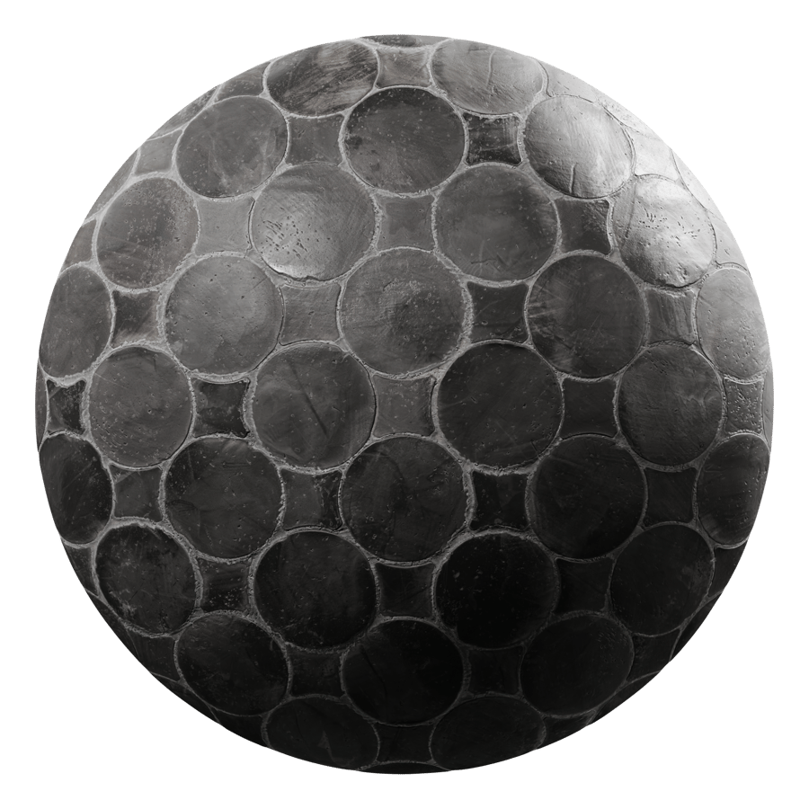 Circle Terracotta Tile Texture, Black