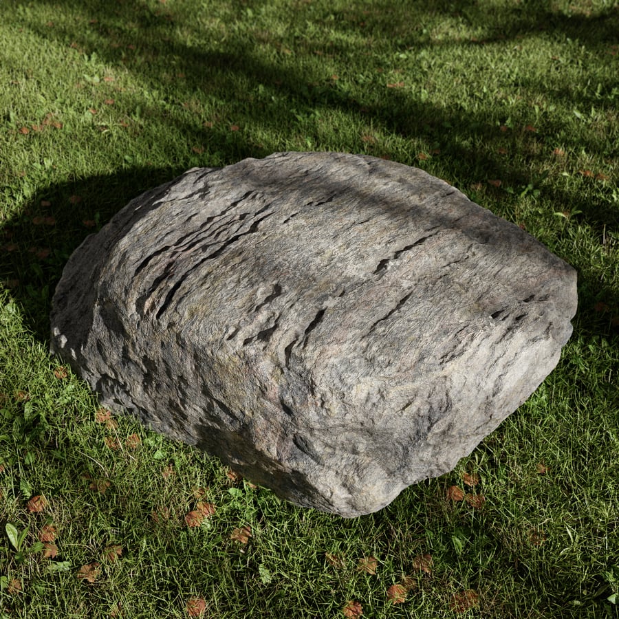 Cool Toned Striped Smooth Large Rock Boulder Model