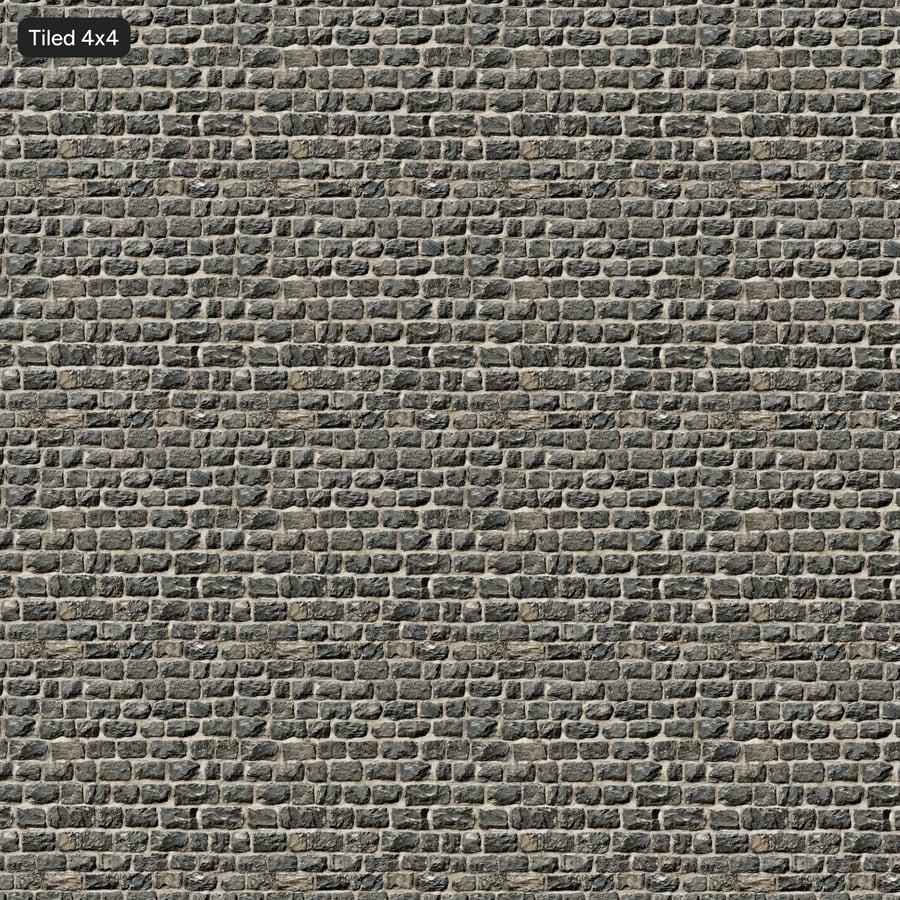 Weathered Rubble Stone Wall Texture, Black