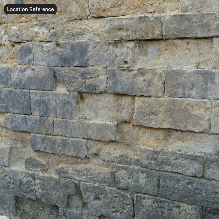 Old Running Bond Stone Block Wall Texture, Beige