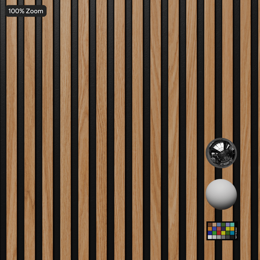 Veneer Wood Slat Panel Wall Texture, Natural Oak