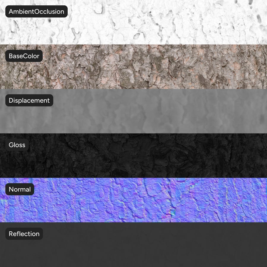 Textura de casca decídua rachada