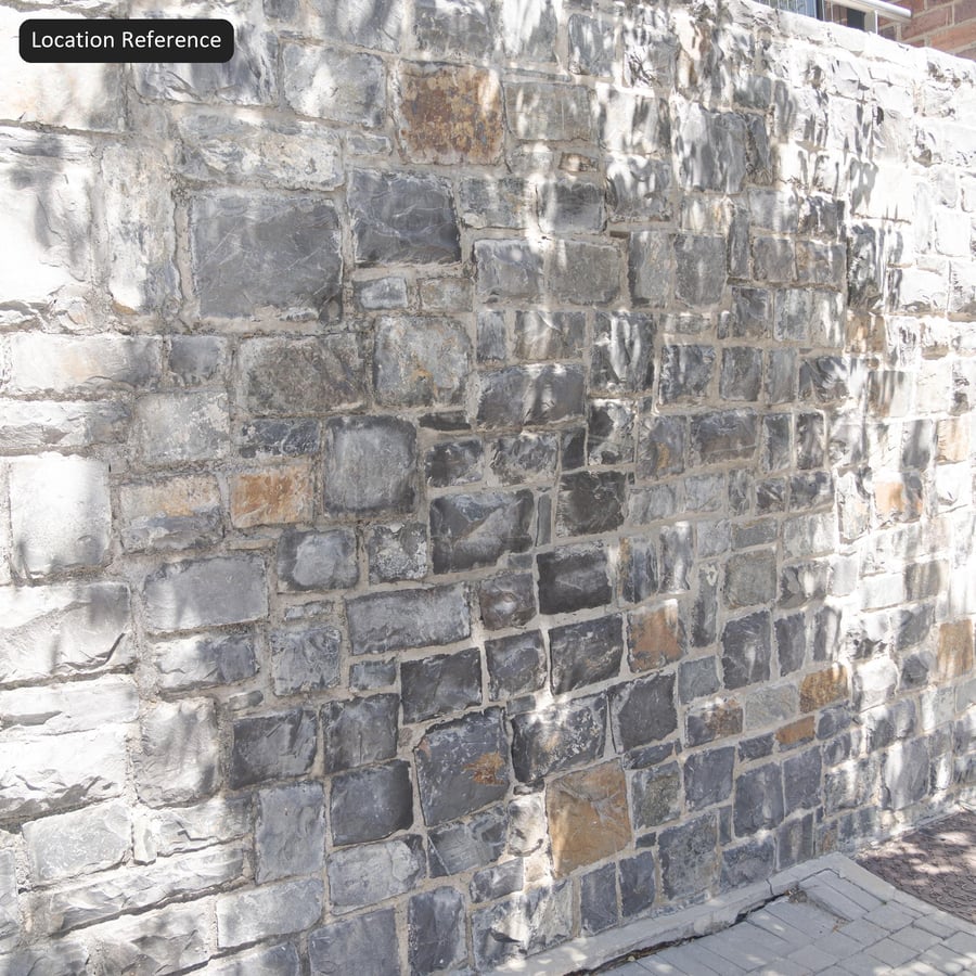 Weathered Rubble Stone Wall Texture, Dark Gray
