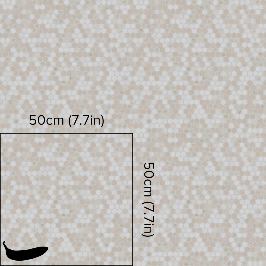 Penny Round Ceramic Glossy Tile Texture, Beige