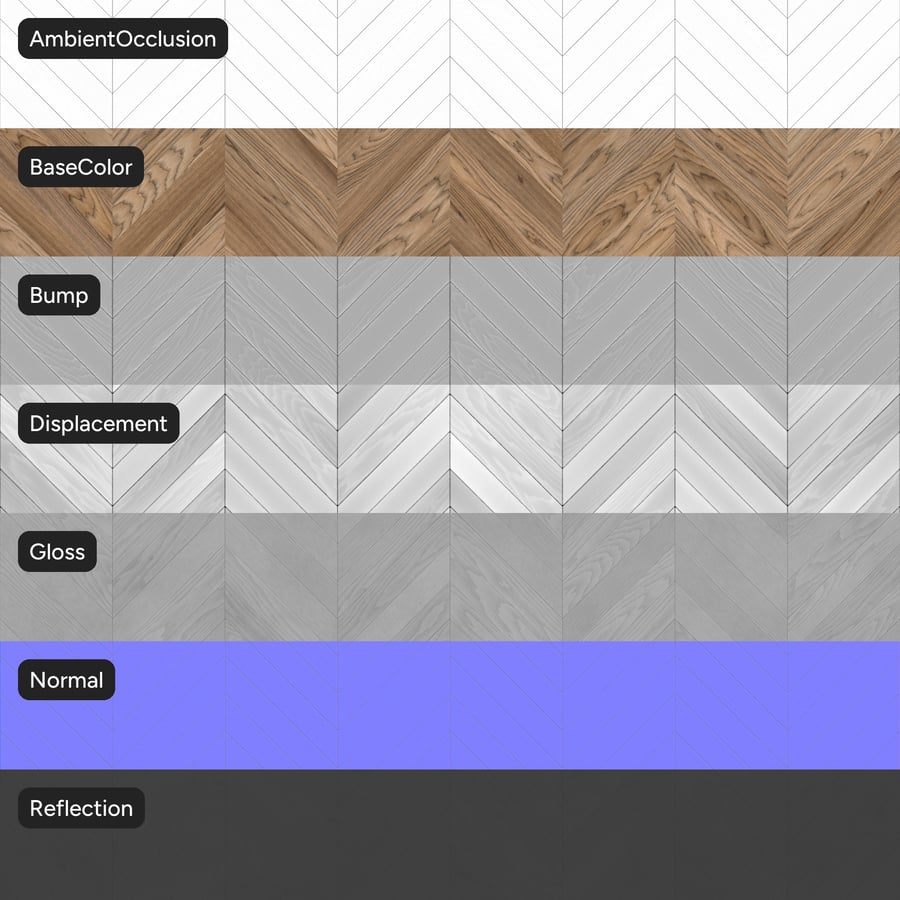 Bảng gỗ sồi Chevron, màu nâu nhạt