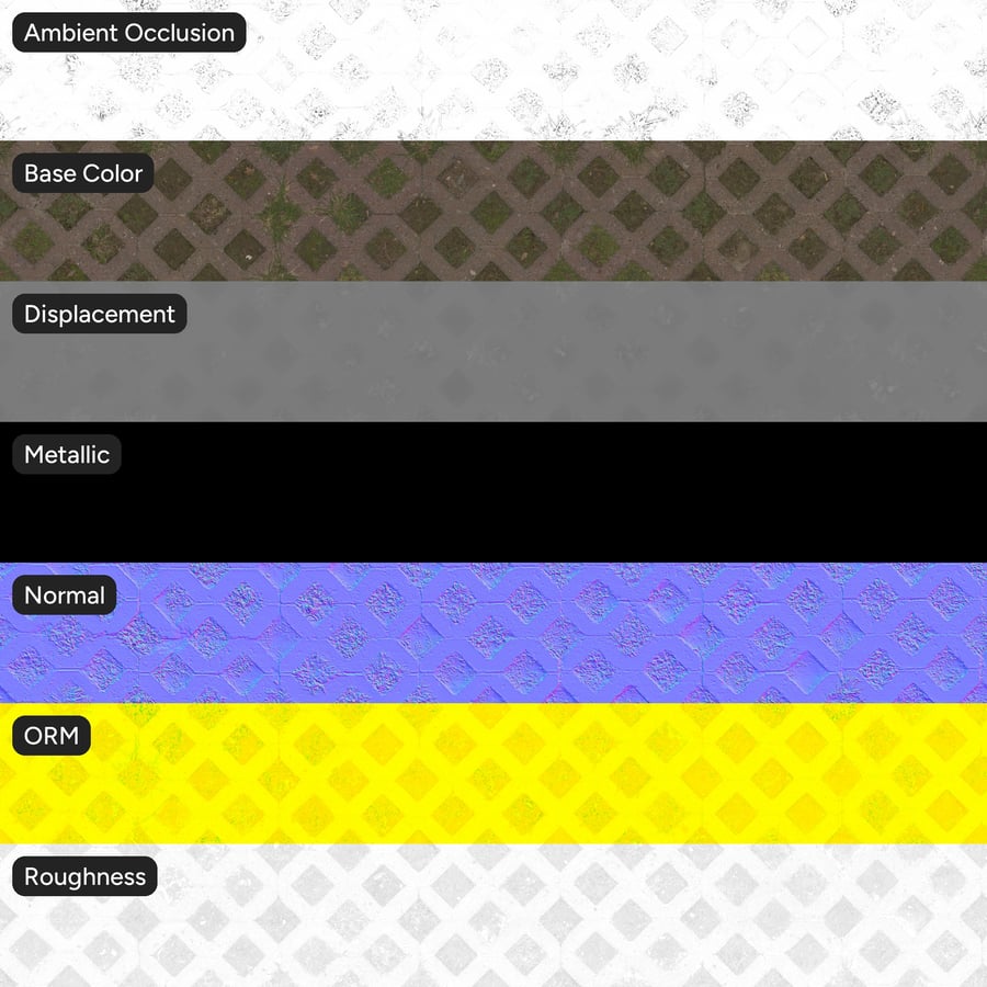 Grass on Diamond Patterned Eco Stone Paver Texture