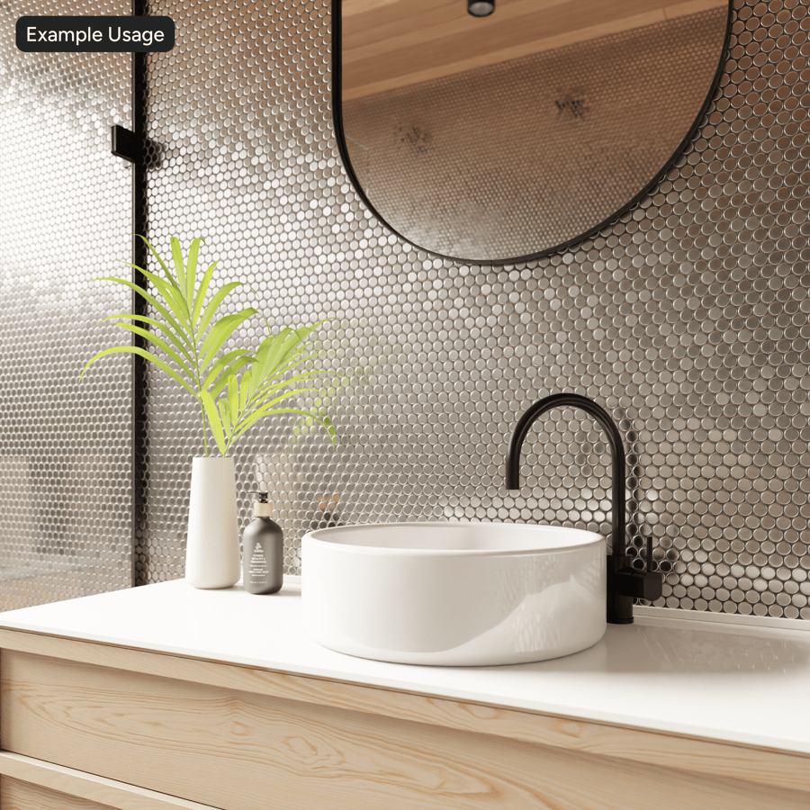 Penny Round Silver Glossy Tile Texture (stříbrná lesklá dlaždice)