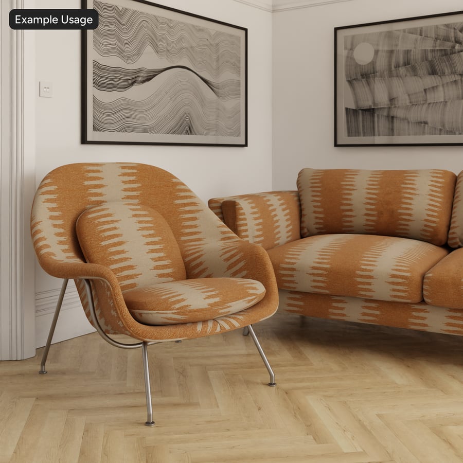 Ikat Stripe Upholstery Fabric Texture, Cream and Ochre