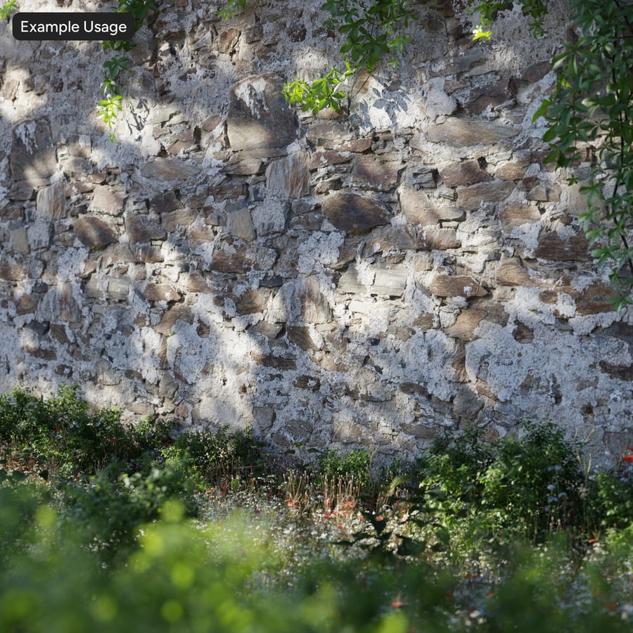 Weathered Uncoursed Rubble Stone Wall Texture, Warm Brown