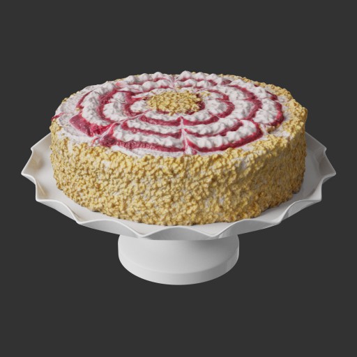 Vanilla Raspberry Cake Food Model