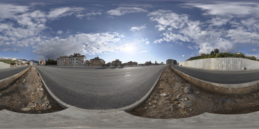 Scattered Cloud Day Residential Road Outdoor Sky HDRI