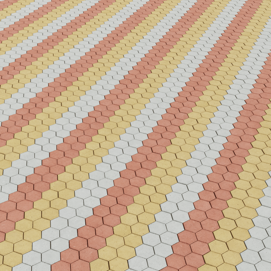 Multicolored Hexagonal Concrete Paving Texture