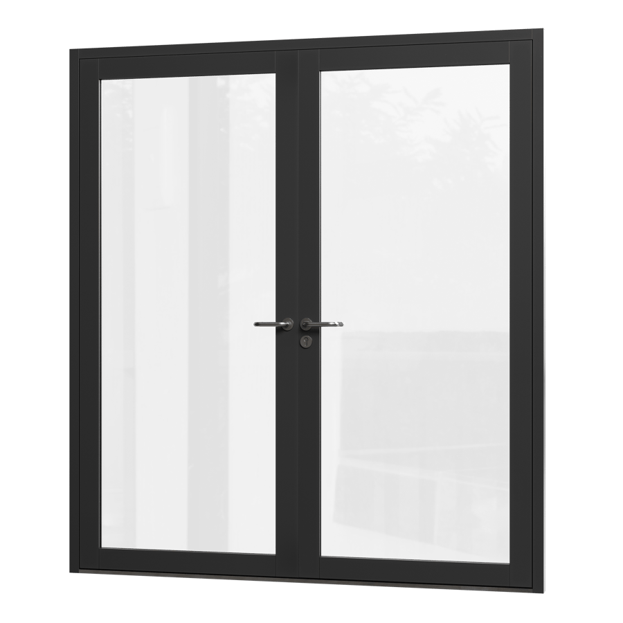 Glass Double Door Model, Black