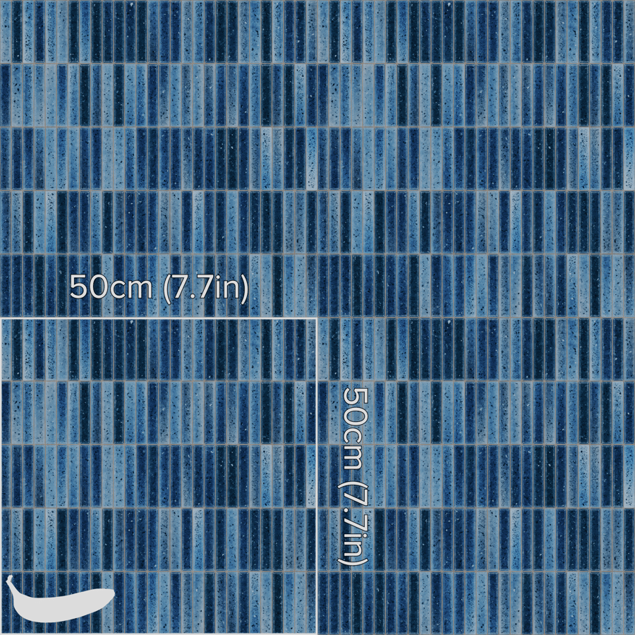 Textura de azulejo cerâmico brilhante Yubi, azul manchado