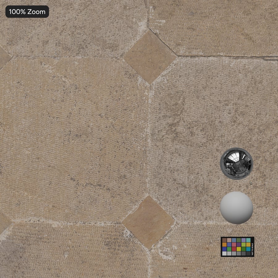 Dirty Octagonal Limestone Paver Texture, Beige
