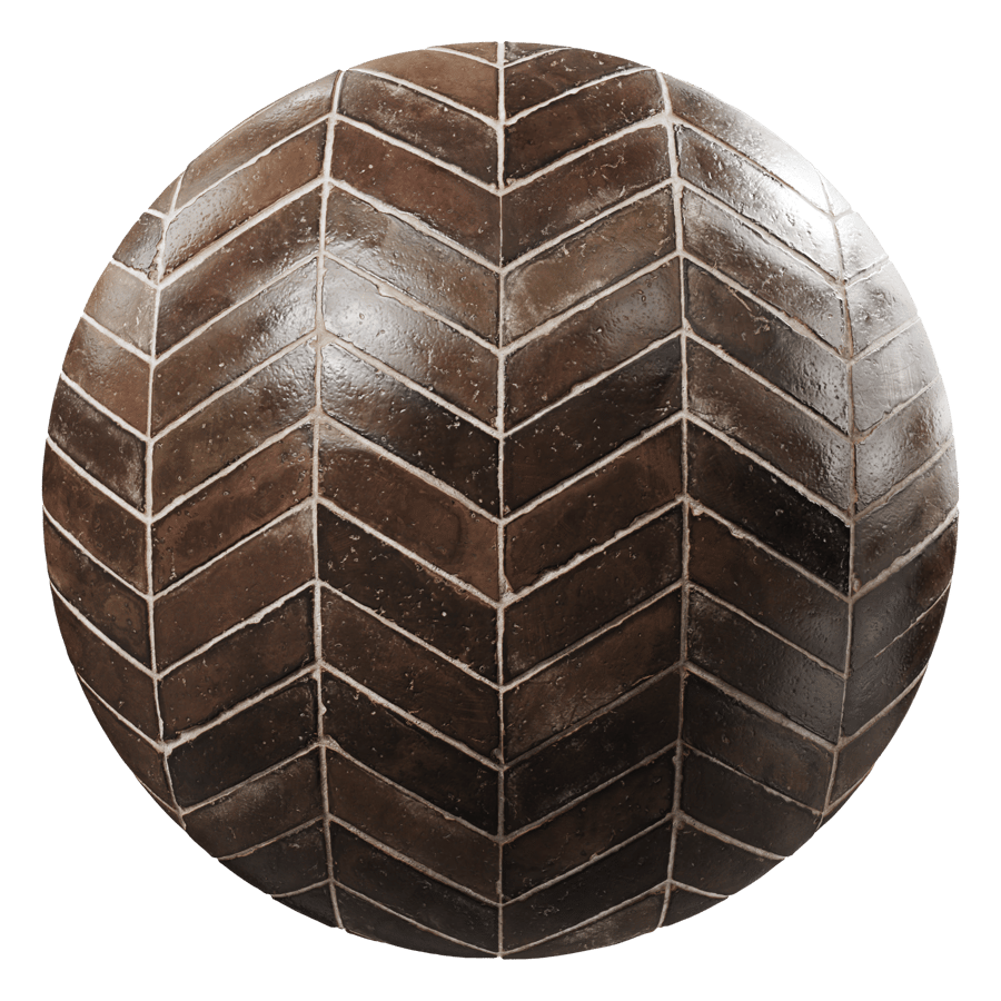 Glazed Chevron Terracotta Tile Texture, Brown