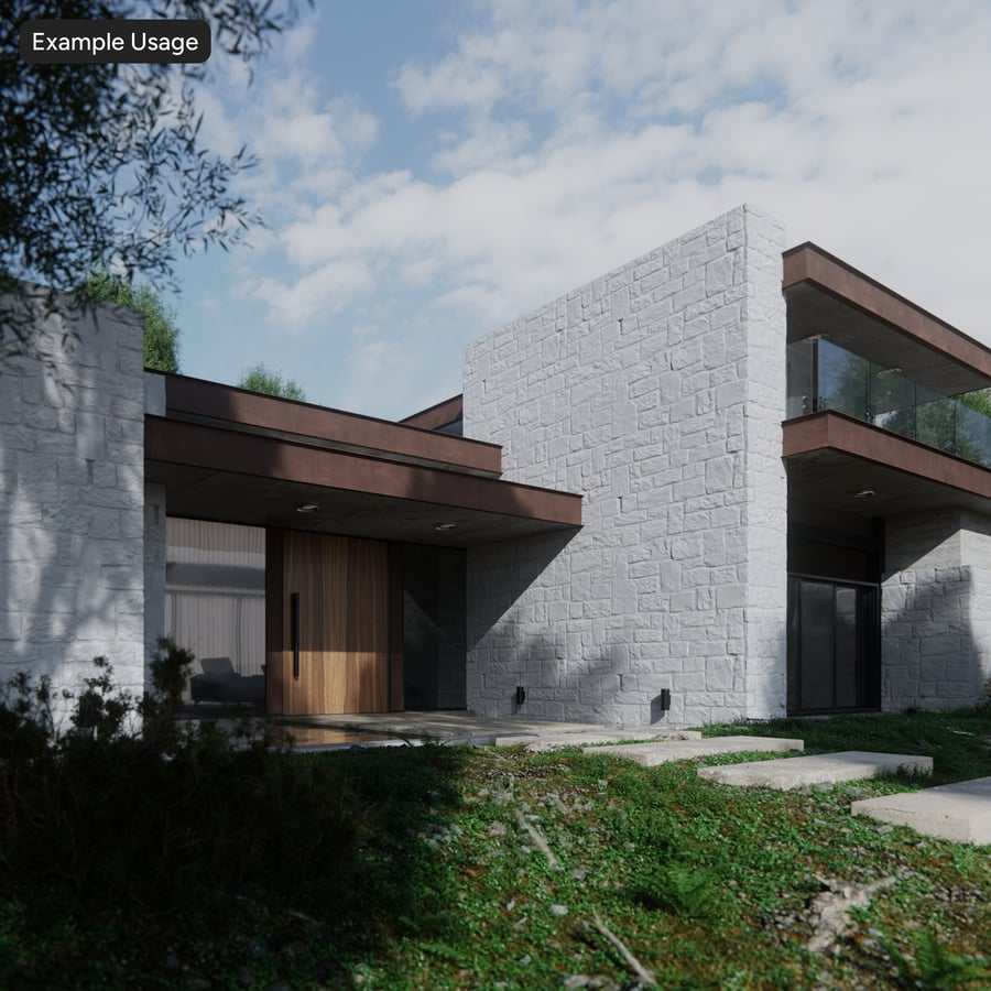 Painted Rubble Stone Wall Texture, White