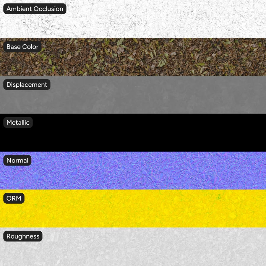 Feuilles entièrement recouvertes sur texture de sol asphalté