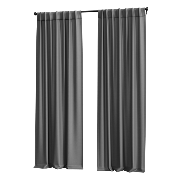 Back Tab Partly Open Curtains Model, Grey
