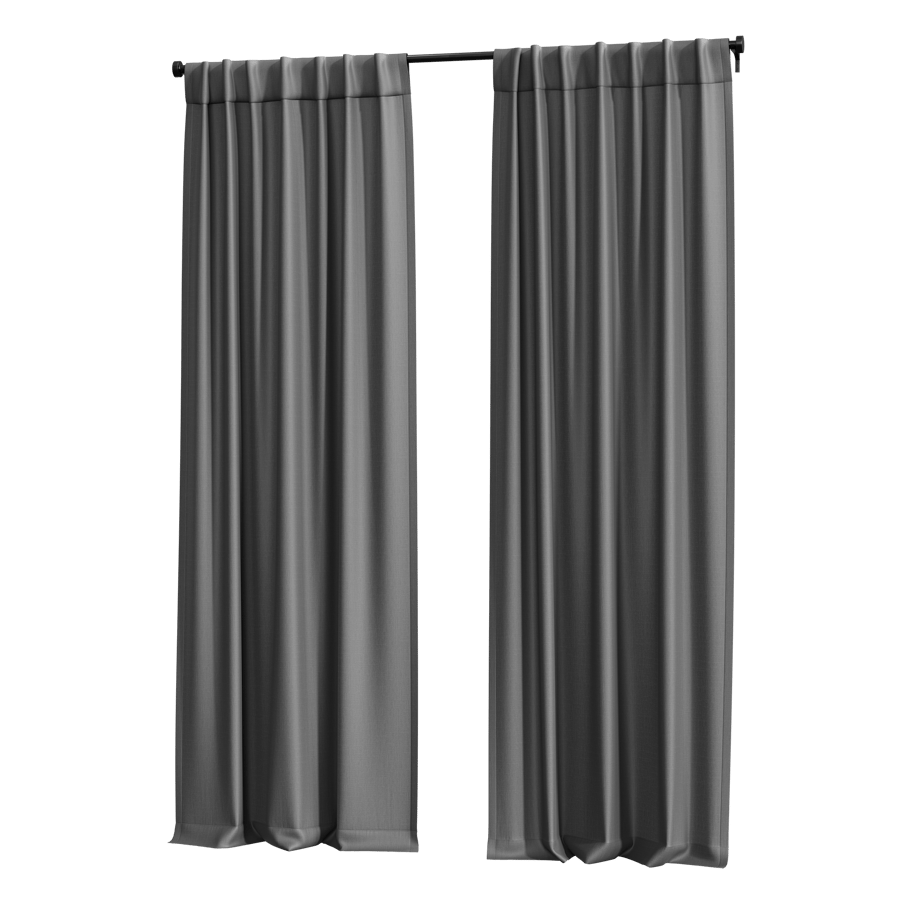 Back Tab Partly Open Curtains Model, Grey