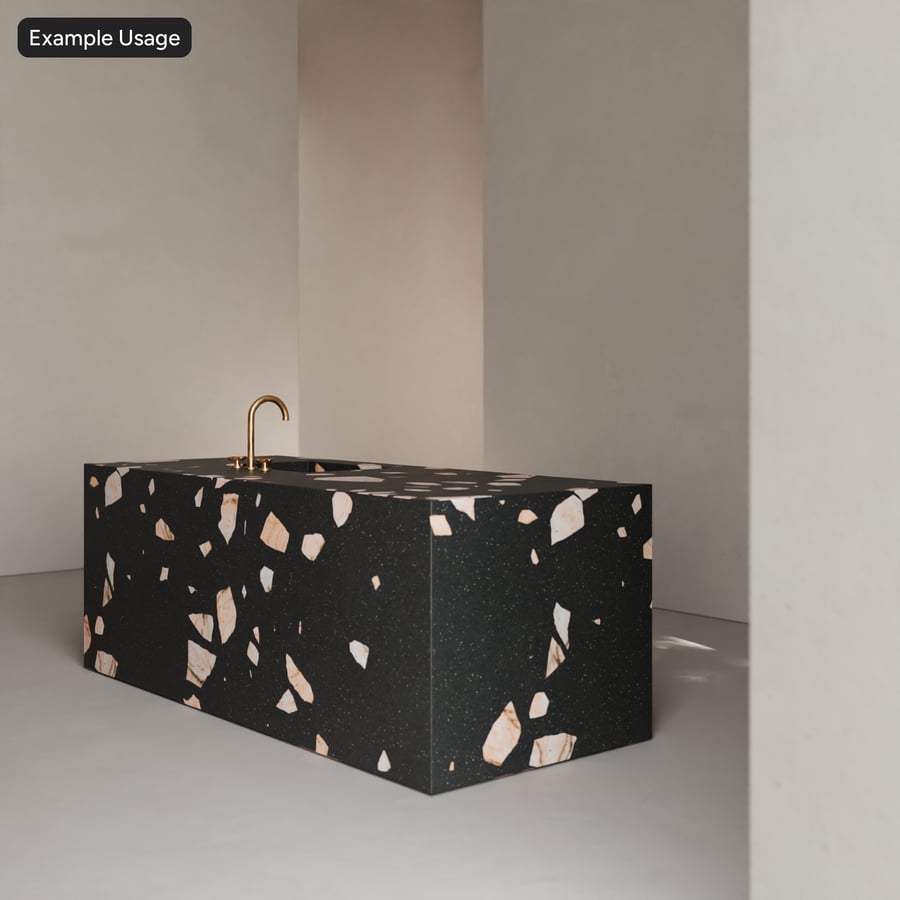 Textura Mate Slab Palladiana Terrazzo, Preto e Pêssego