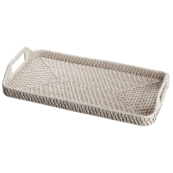 Rattan Eitelkeit Tablett Modell, Weiß