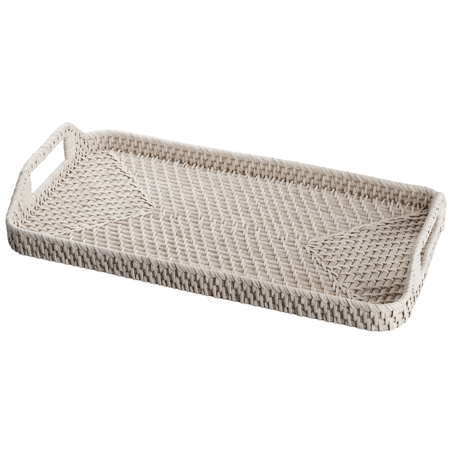 Rattan Vanity Tray Model, White