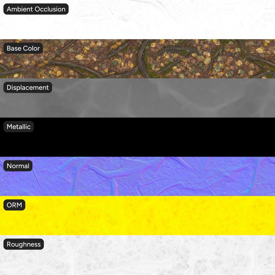 Tree Roots and Leaves Forest Texture