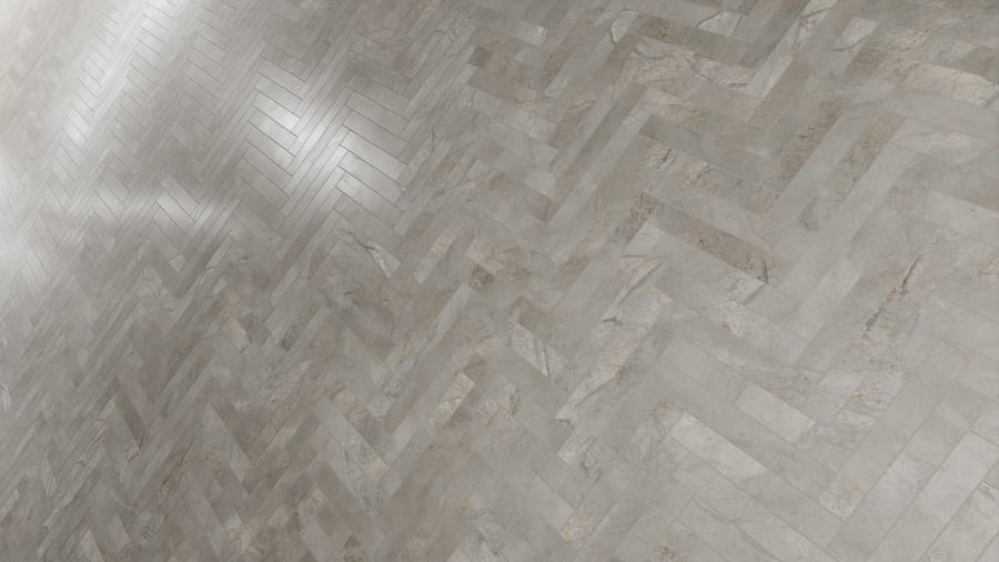 Textura de azulejo mate em mármore em espinha, cinzento prateado